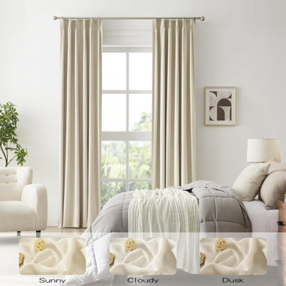 DUALIFE 102 Inch Curtains Cabin & Drapes 2 Panels Pinch Pleated Custom Blackout - Picture 6 of 7
